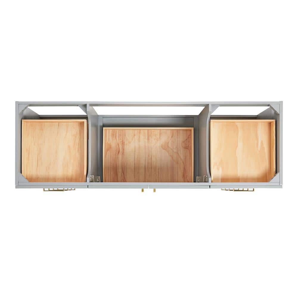 Taylor 66" Gray Single Freestanding Vanity Cabinet with Gold Hardware
