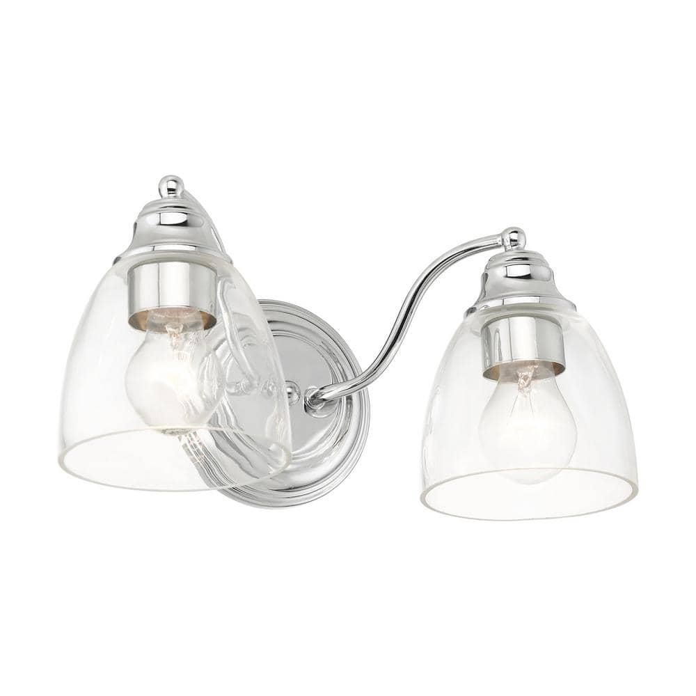 Polished Chrome Dual-Light Vanity Sconce with Hand-Blown Glass