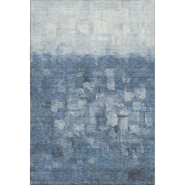 Mayfield Premium Machine Washable Abstract AMF2119 Navy 10 ft. x 14 ft. Area Rug