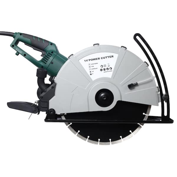 Portable 14 in. Wet/Dry Electric Corded Circular Concrete Saw/Power Angle Cutter 2600W w/Water Line and Guide Roller