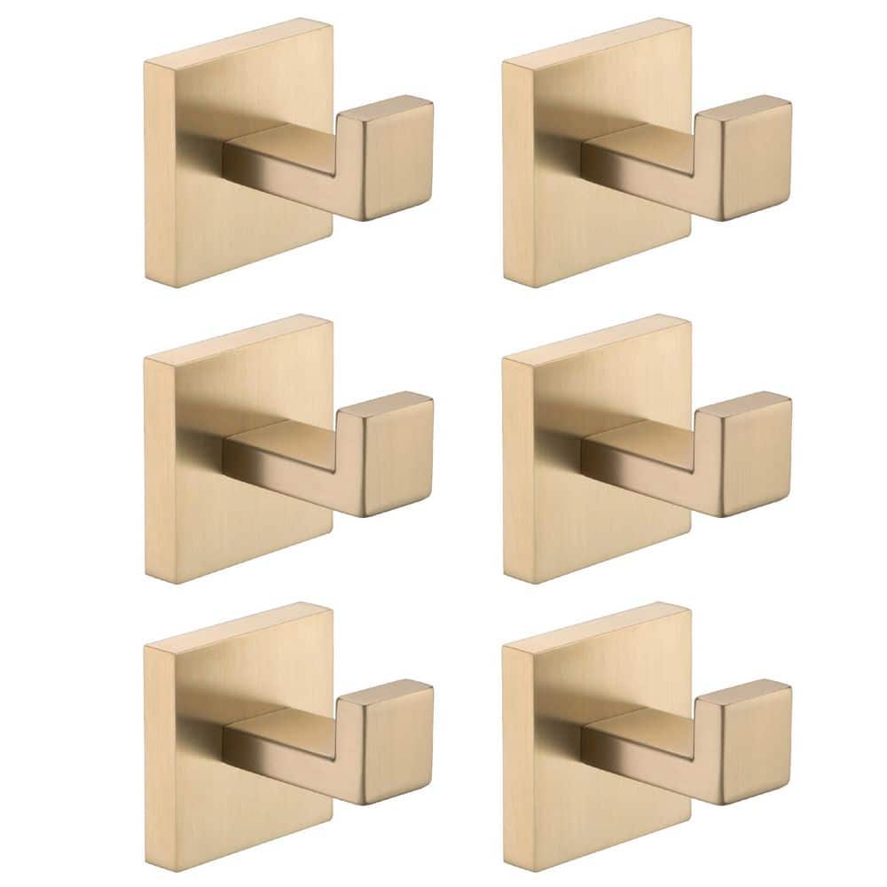6-Pack Square J-Hook Robe/Towel Hook in Brushed Gold, Designed for Bathroom, Bedroom and Kitchen price history on PriceWatchPro