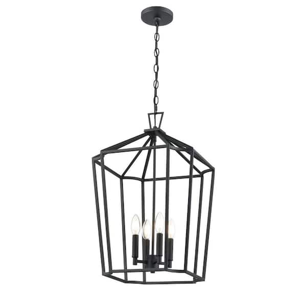Hylena 15 inch Wide 4-Light Pendant-Textured Black