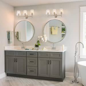 23 in. 3-Light Brushed Nickel Vanity Light with Clear Glass Shade