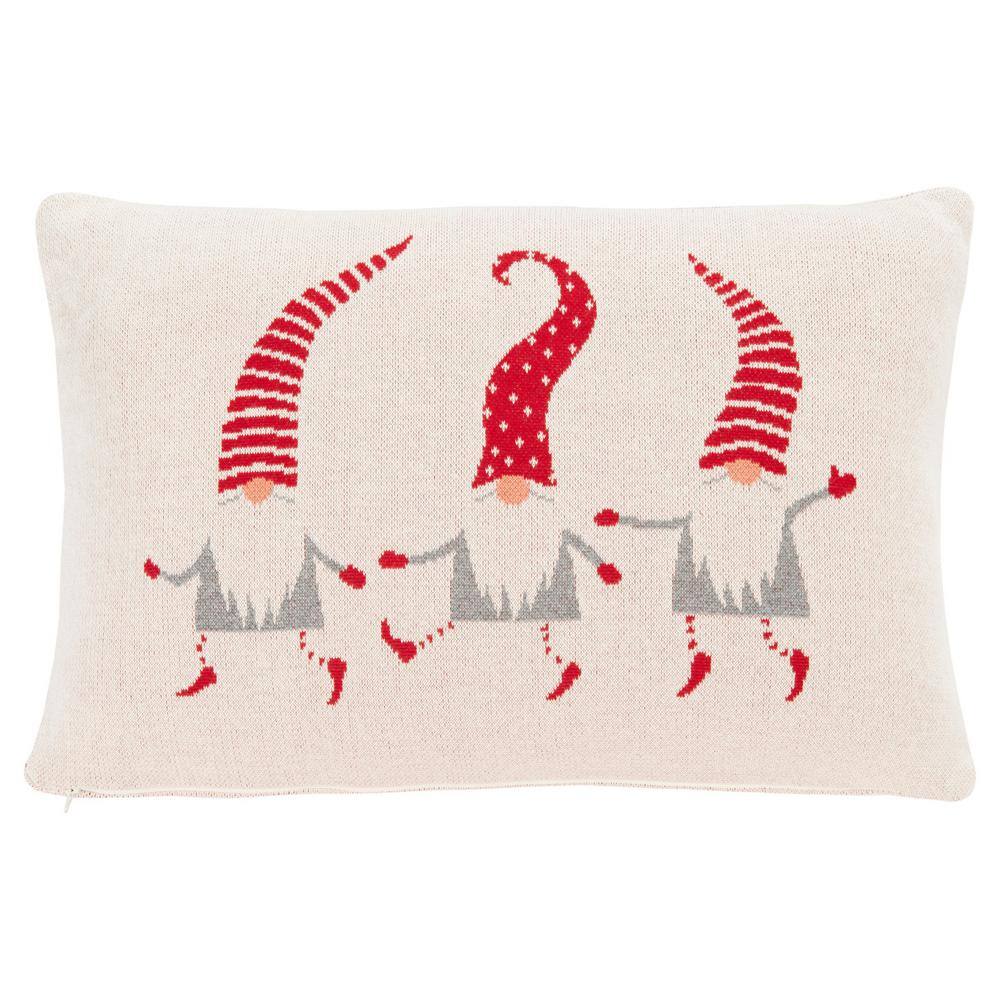 Red and White Cotton Christmas Accent Pillow