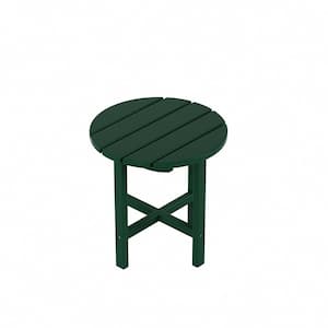 Mason 18 in. Dark Green Poly Plastic Fade Resistant Outdoor Patio Round Adirondack Side Table