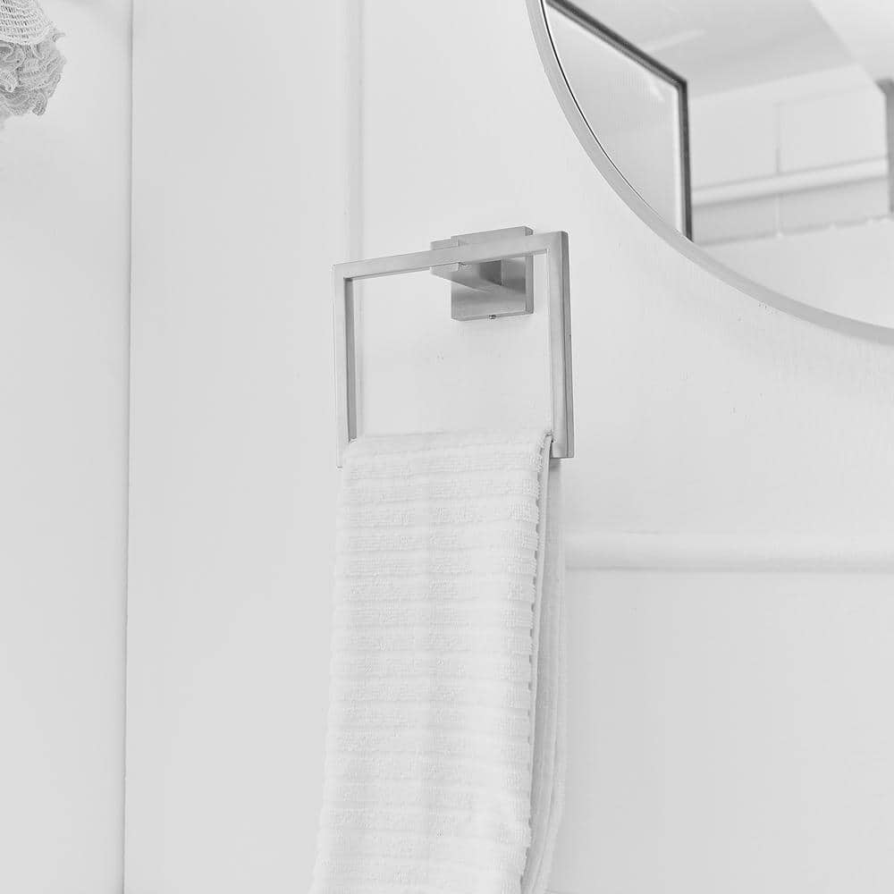 Brushed Nickel Stainless Steel Square Wall Mounted Towel Ring
