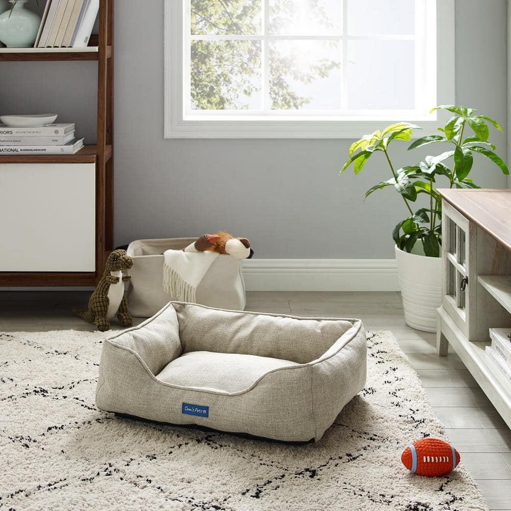 Julius Small Beige Polyester Outdoor Dog Bed