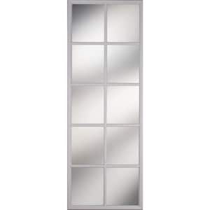 10-Lites Glass with External Grilles 22 in. x 64 in. x 1/2 in. with White Frame Replacement Glass Panel