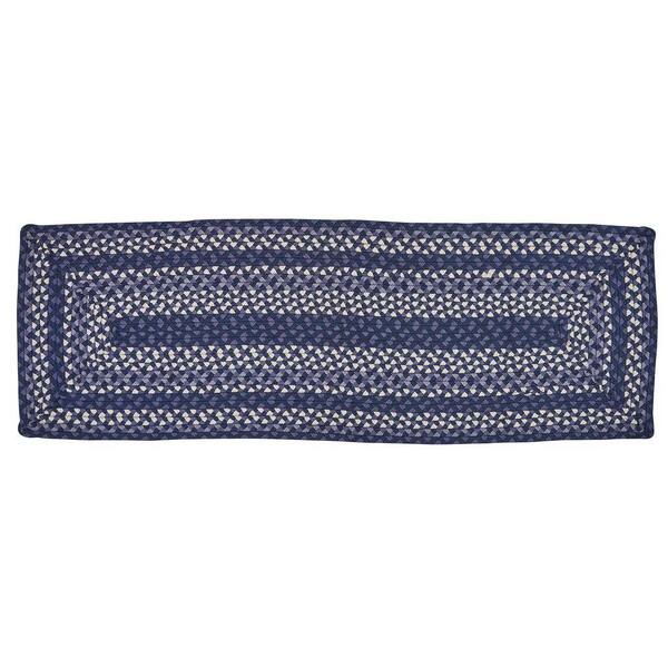 Blue and Stone Braided Rectangle Rug Runner 2 ft. x 6 ft.