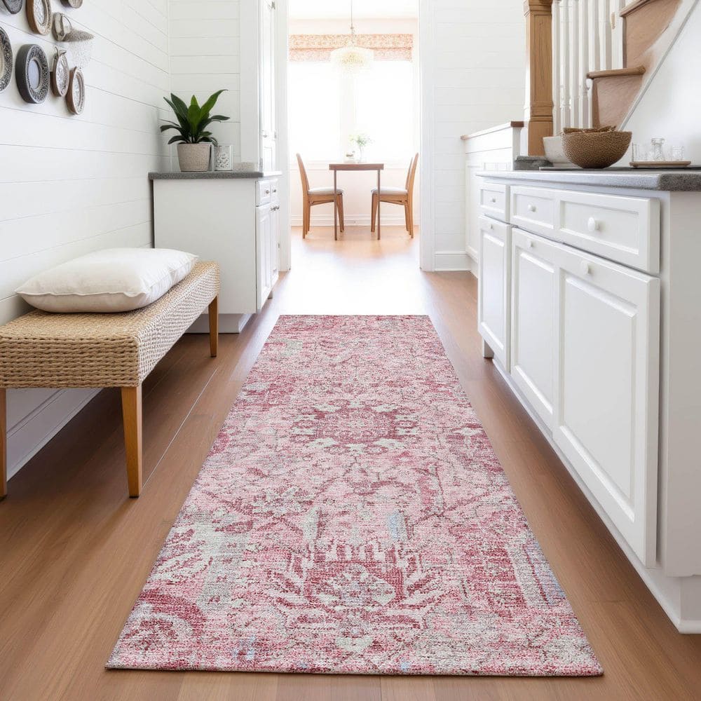 Mayfield Premium Machine Washable Abstract AMF1102 Pink 2 ft. 3 in. x 7 ft. 6 in. Runner Rug price history on PriceWatchPro