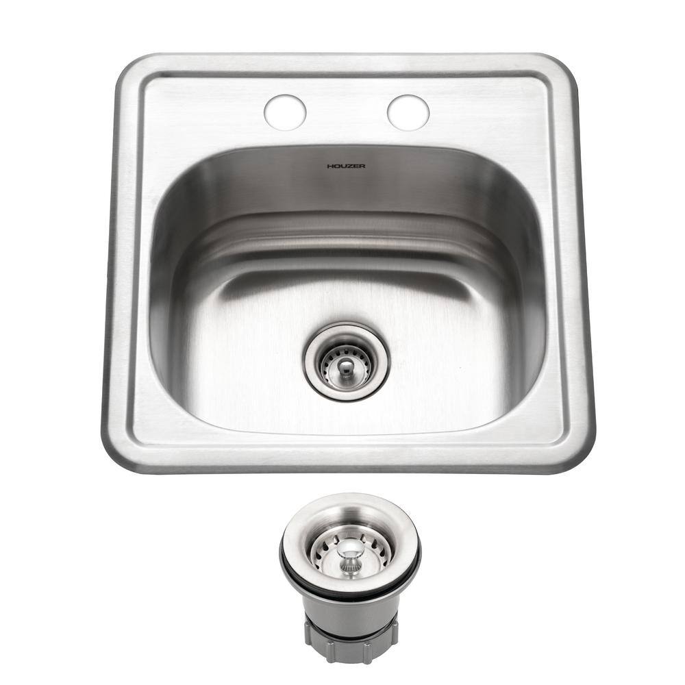 Houzer 15" Stainless Steel Topmount Bar Sink with Strainer