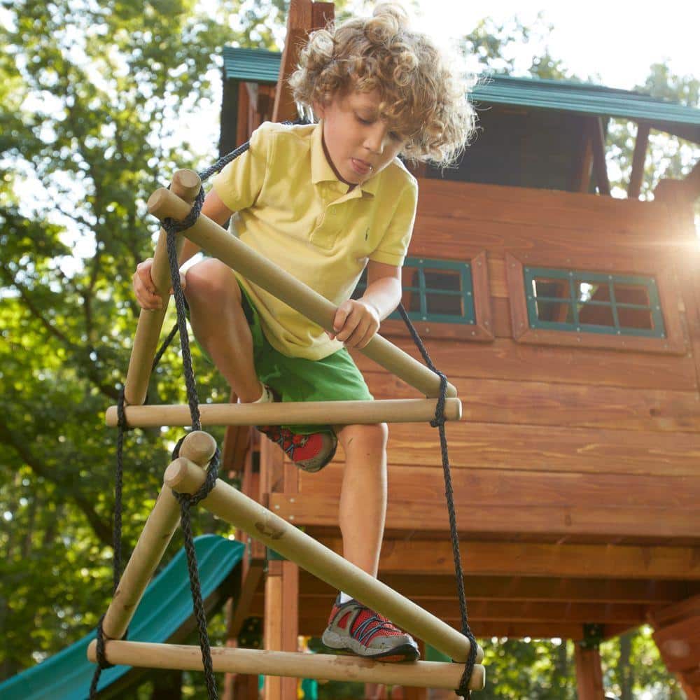 7-Foot Triangle Wood and Rope Climbing Ladder