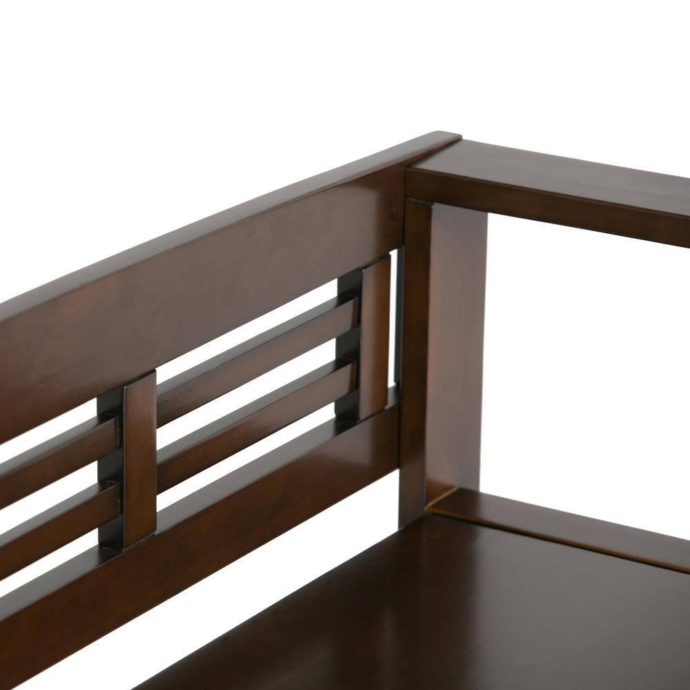 Adams Medium Brown Pinewood Storage Bench with Cut Out Back