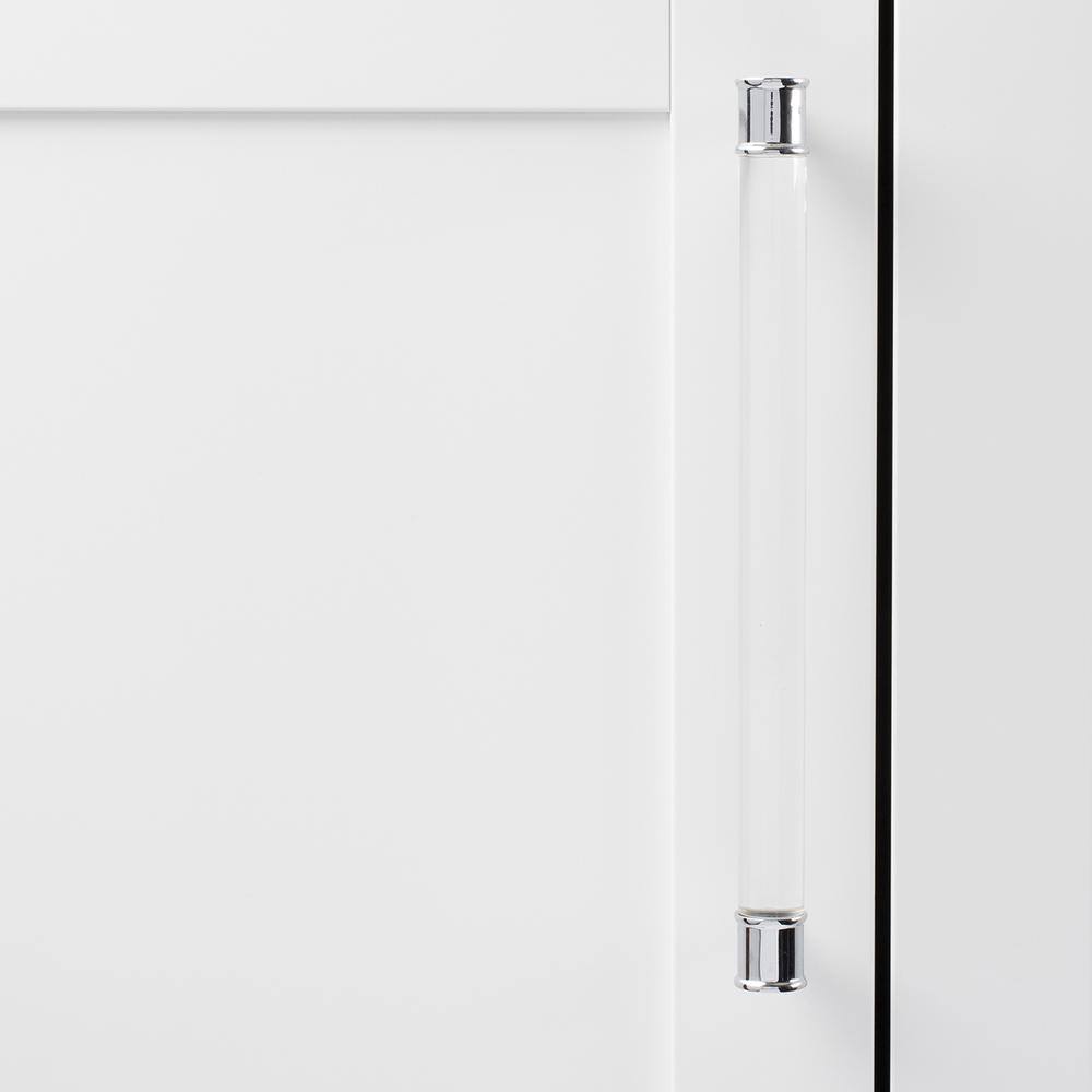 Chrome and Clear Acrylic Modern Bar Cabinet Handle