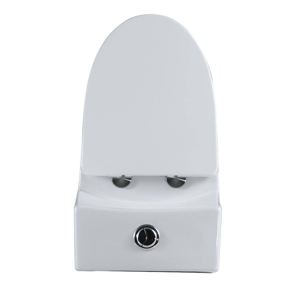 White Ceramic Dual Flush Elongated One-Piece Toilet