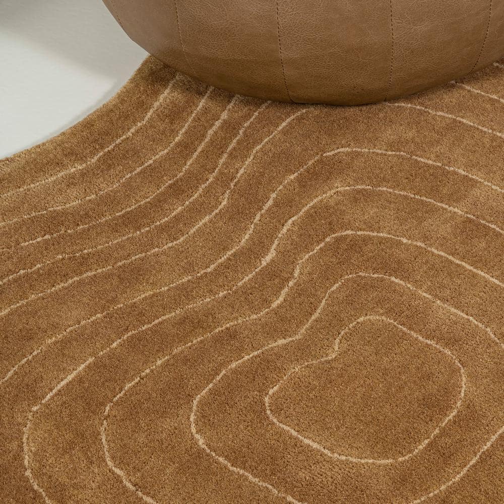 Handmade Light Brown Wool Abstract Rectangular Area Rug
