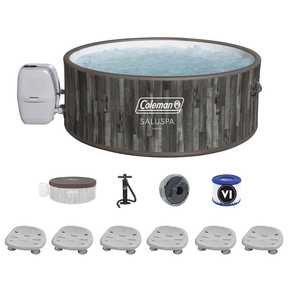SaluSpa Napa 7-Person 180-Jet Inflatable Hot Tub with Pool and Spa Seat (6-