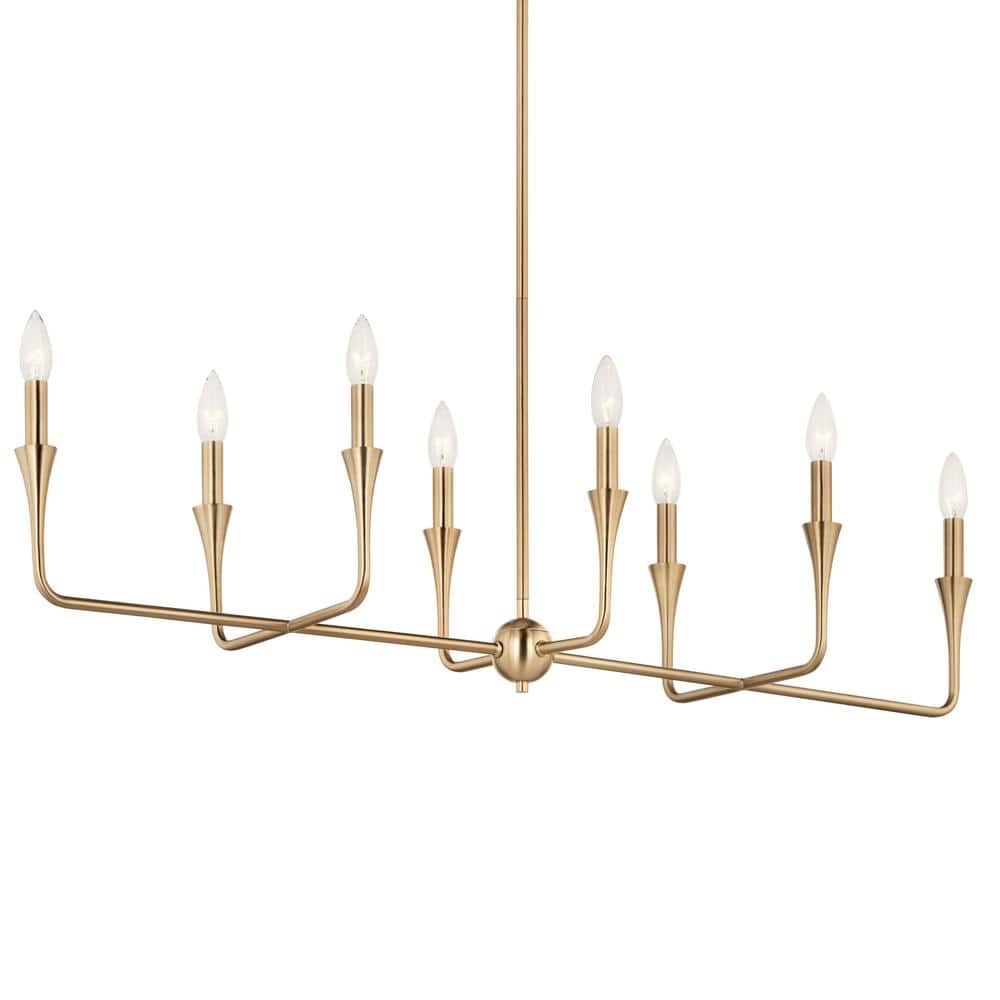 Champagne Bronze 8-Light Linear Candle Chandelier