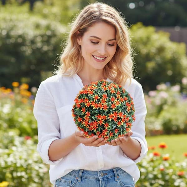 9.8 ft. Artificial Topiary Flower Tree Ball Realistic Greenery