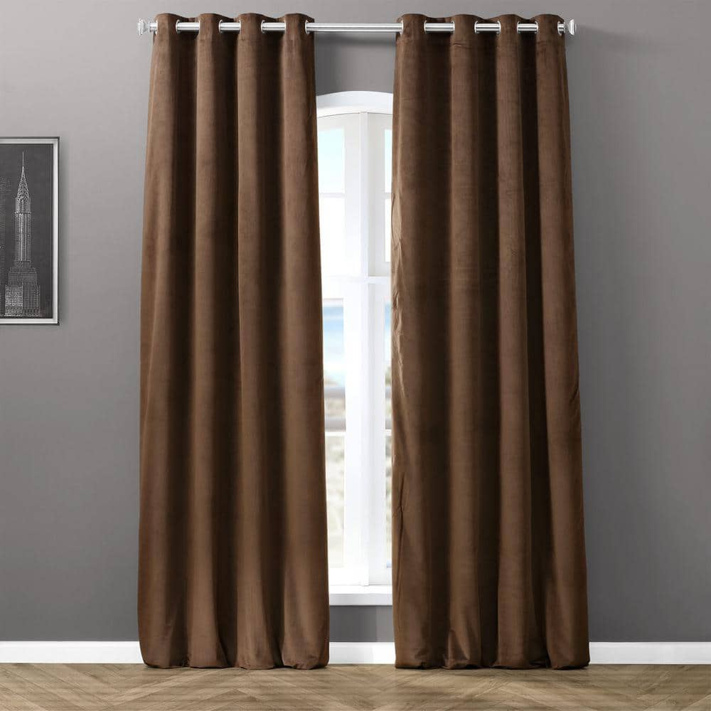 Exclusive Fabrics And Furnishings Java Velvet Grommet Blackout Curtain 50 In W X 96 In L Vpch 190912 96 Grbo The Home Depot