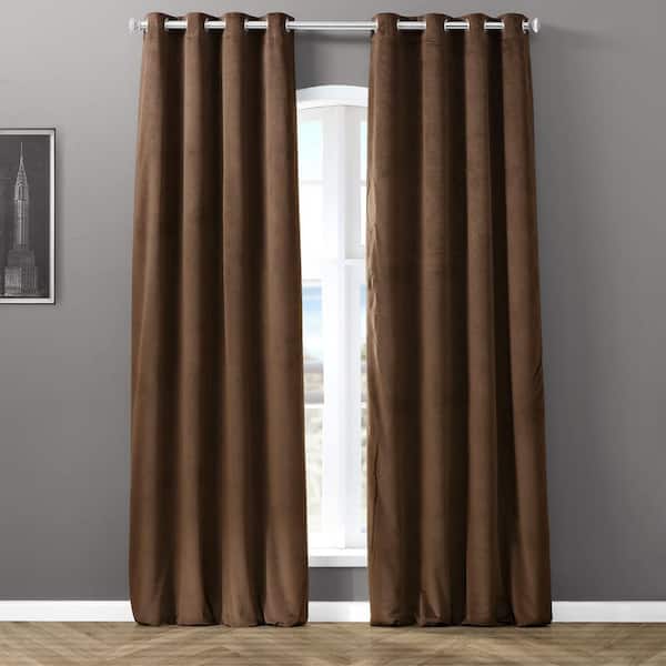 Exclusive Fabrics And Furnishings Java, Brown Velvet Curtains