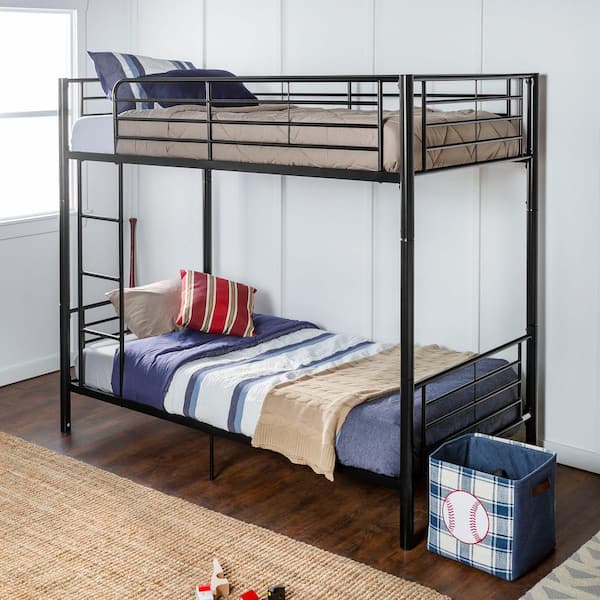 Walker Edison Furniture Company Modern Premium Metal Twin Over Twin Bunk Bed Black Hdtotbl The Home Depot