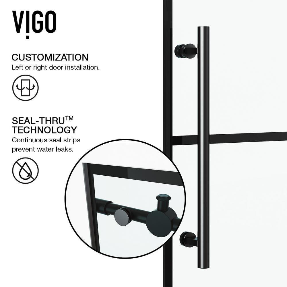Elan 60" Matte Black Frameless Sliding Tub Door with Clear Glass