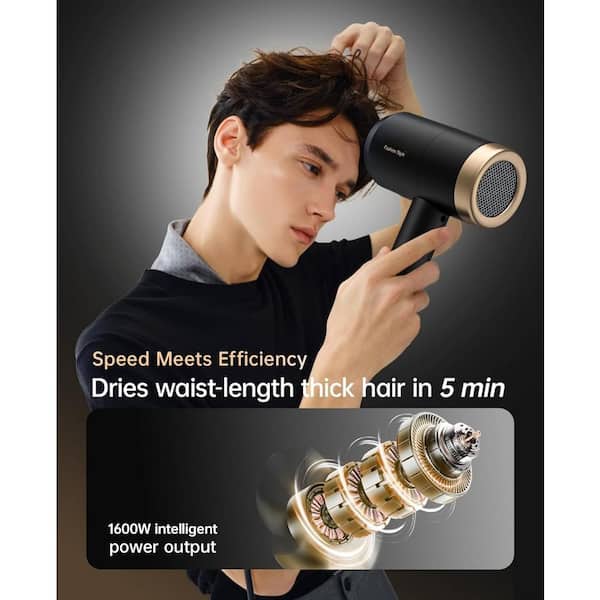 Wudkey 1600-Watts Hair Dryer in Black, Portable Ionic Blow Dryer