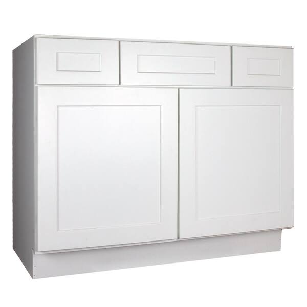 Lakewood Cabinets Shaker Ready to Assemble 36x34.5x21 in. Plywood Vanity Sink Base with 2 Soft Close Doors and 2 Drawers in White