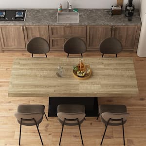 The Modern Concise Style Black Wooden 63 in.-78.7 in. Width Rectangle Pedestal Base Dining Table for 6 Seat at Least