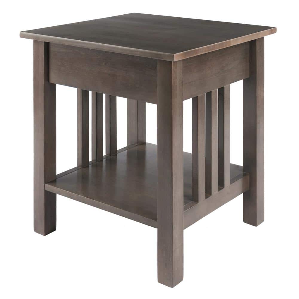 Transitional Stafford Oyster Gray Wood End Table with Storage