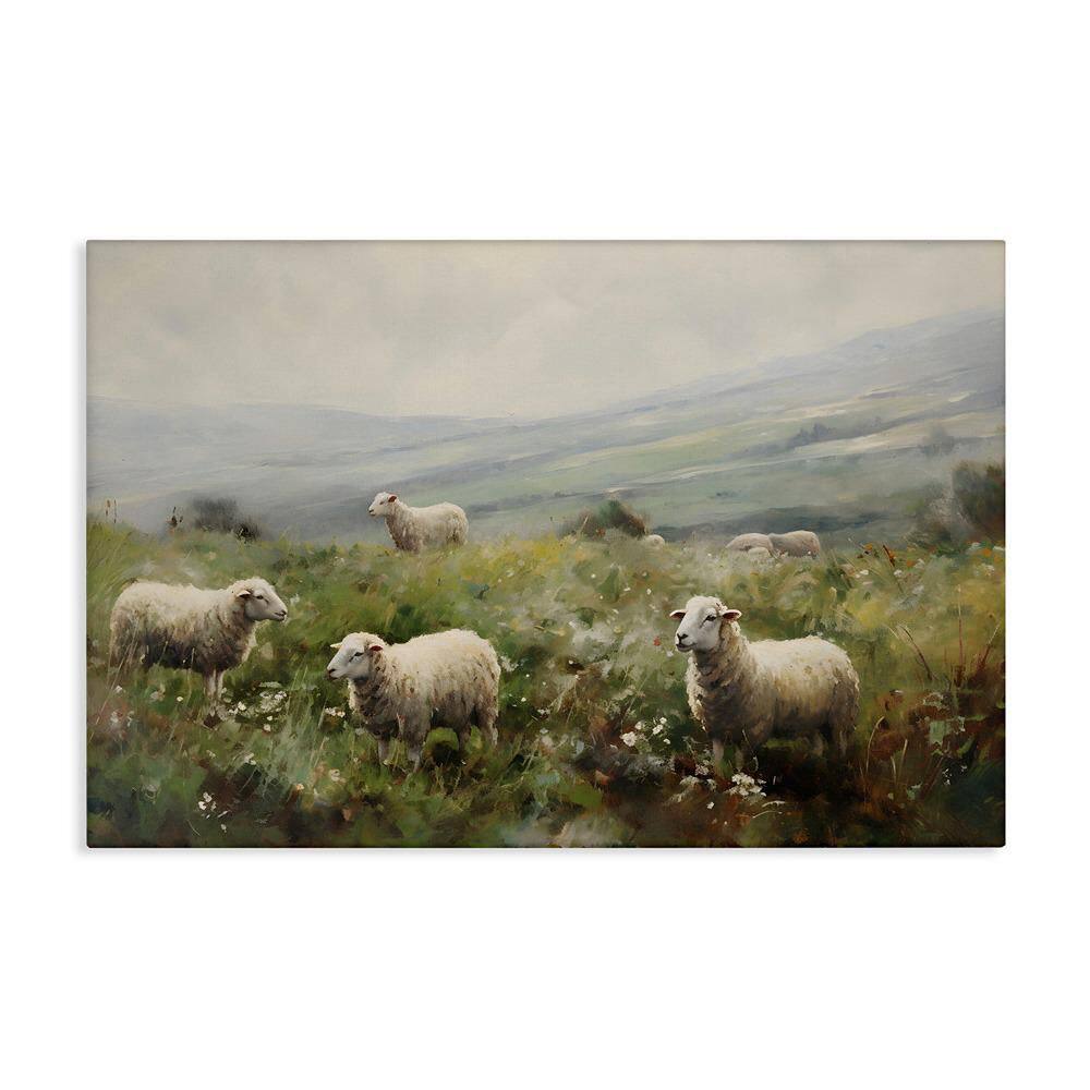 Misty Sheep Pasture by Petal Prints Design 1 Piece Unframed Nature Graphic Art Print 30 in. x 45 in. price history on PriceWatchPro