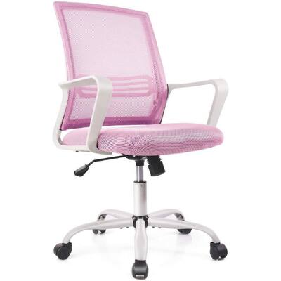 Ergonomic Pink Mesh Chair Executive Home Office Chairs with Lumbar Support Armrest Rolling Swivel Adjustable Mid Back