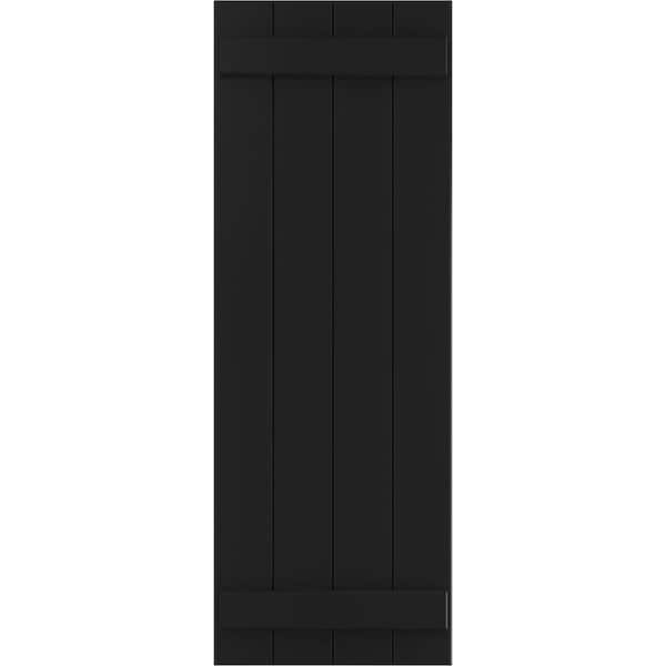 Ekena Millwork 21 1/2" x 30" True Fit PVC Four Board Joined Board-n-Batten Shutters, Black (Per Pair)