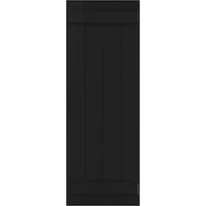 21 1/2" x 59" True Fit PVC Four Board Joined Board-n-Batten Shutters, Black (Per Pair)