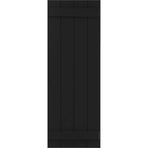 21 1/2" x 62" True Fit PVC Four Board Joined Board-n-Batten Shutters, Black (Per Pair)
