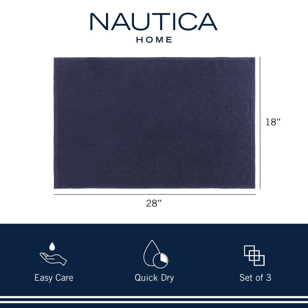 Navy and White Striped Cotton Kitchen Towels Set of 3