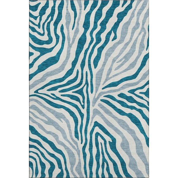 Mayfield Premium Machine Washable Abstract AMF2523 Teal 10 ft. x 14 ft. Area Rug