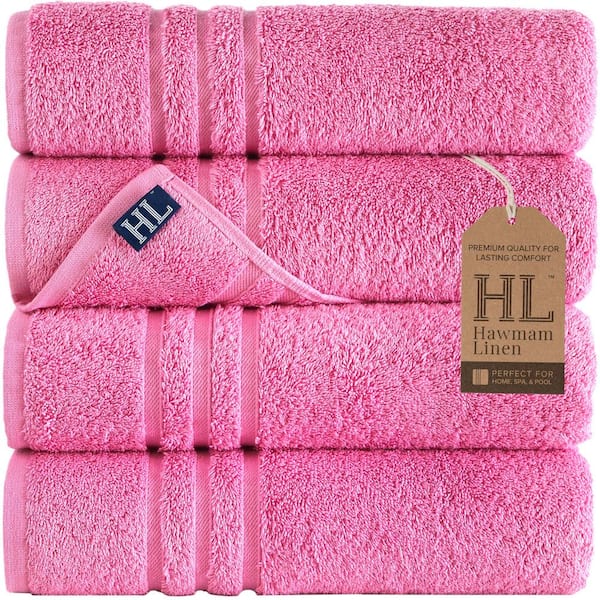 Hawmam Linen Pink Bath Towels 4-Pack Soft and Absorbent, Premium Quality Perfect for Daily Use 100% Cotton Towel 600 GSM