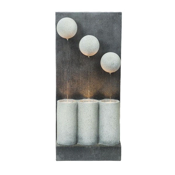 Alpine Corporation 37 in. Tall Indoor/Outdoor 3-Tier Modern Infinity Calming Floor Fountain with LED Lights, Gray