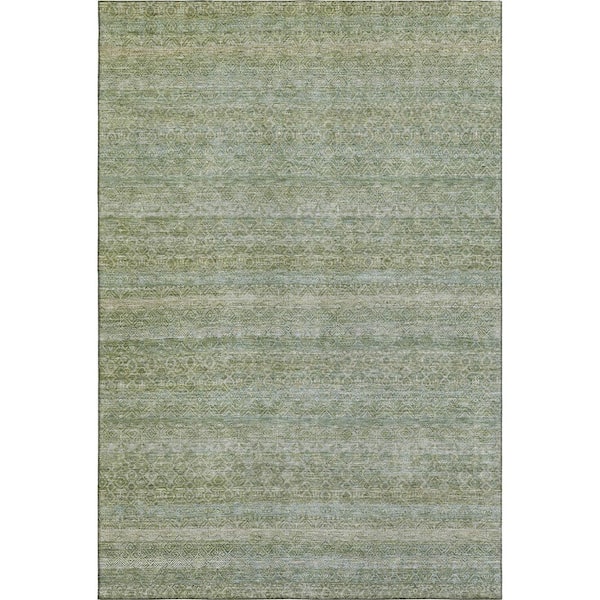 Mayfield Premium Machine Washable Abstract AMF2105 Sage 5 ft. x 7 ft. 6 in. Area Rug