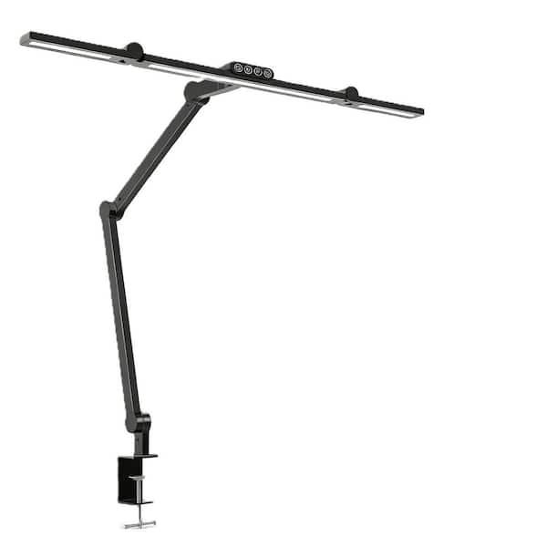 28.5 in. Clip On Lights Black Dimmable Led Desk Lamp with Clamp, 24W Ultra Bright Auto Dimming, Wider Lighting Range