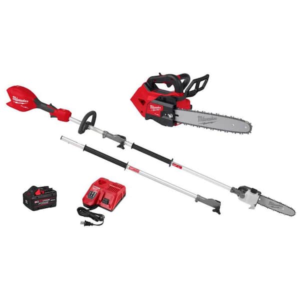 M18 FUEL 14 in. Top Handle 18V Battery Powered Brushless Cordless Chainsaw w/ QUIK-LOK Pole Saw, 8.0 Ah Battery, Charger