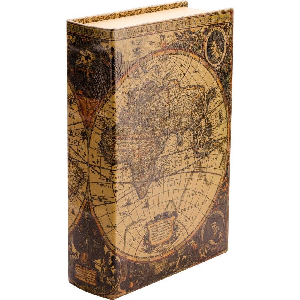 Antique Map Solid Steel Book Safe with Key Lock