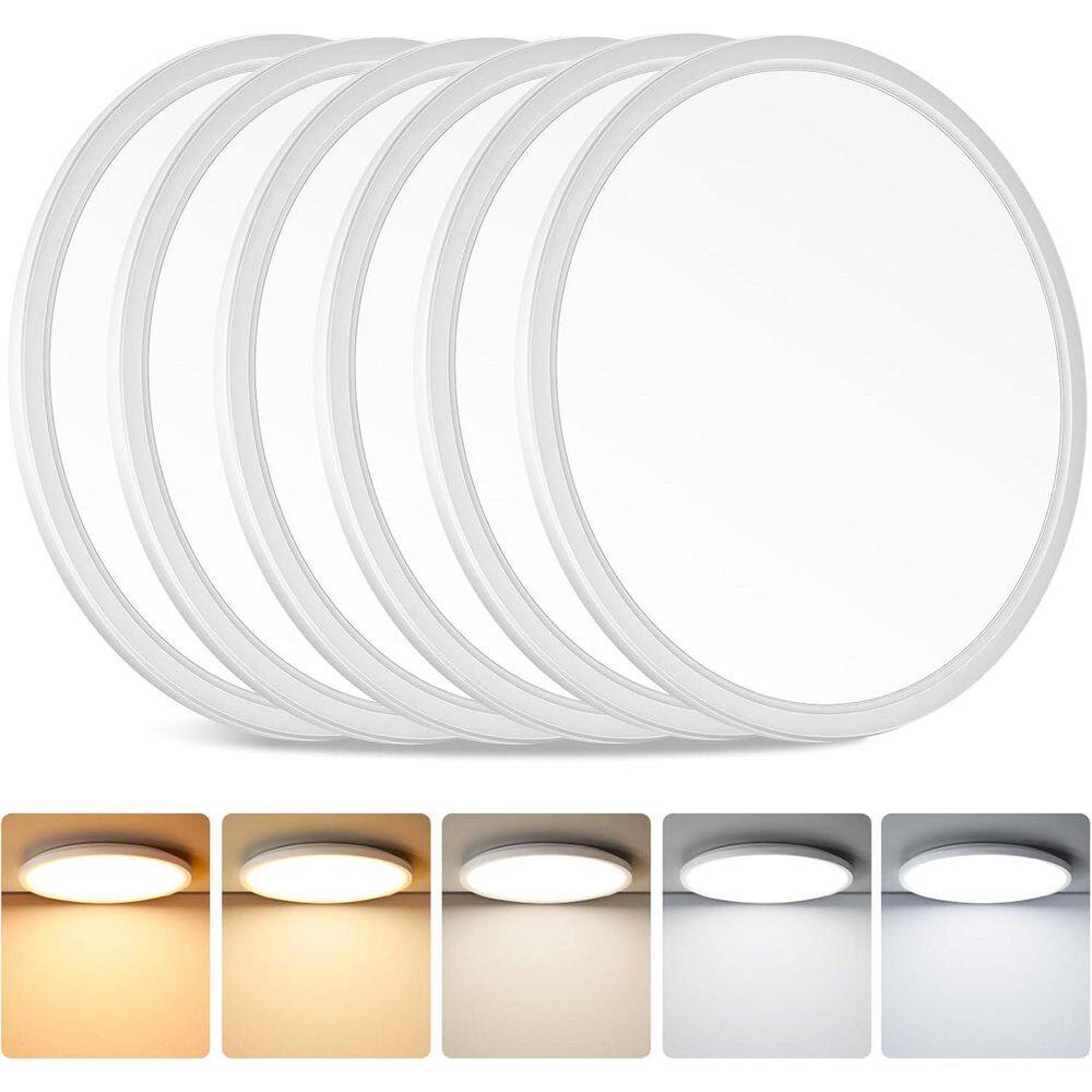 12 in. Round Matte White Integrated LED Flush Mount Ceiling Light 5CCT Selectable Closet Laundry Room Lighting 6-Pack price history on PriceWatchPro