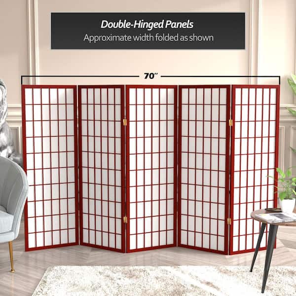 4 ft. Short Window Pane Shoji Screen - Rosewood - 5 Panels