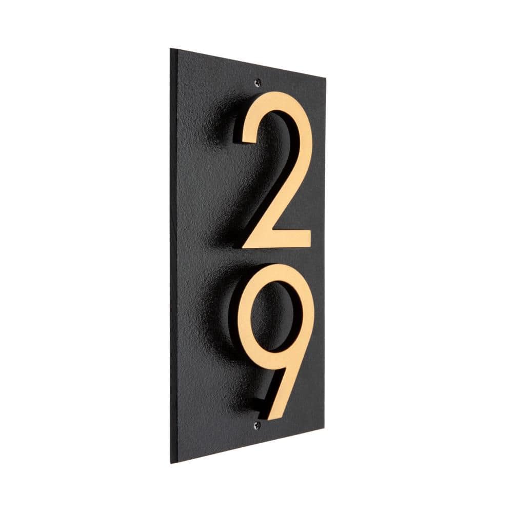 Floating 2-Number Vertical Sign Black with Black / Gold Modern Font Numbers price history on PriceWatchPro