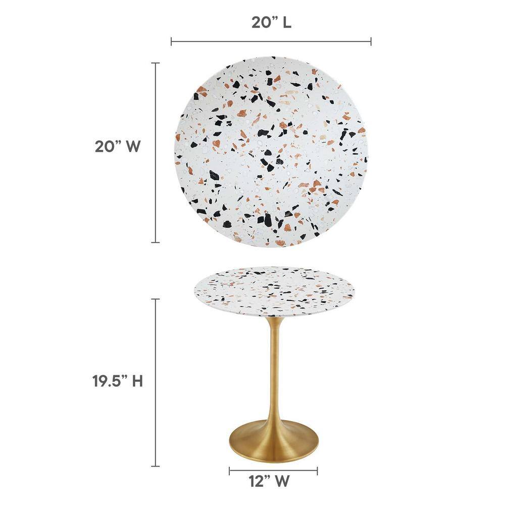 Gold Terrazzo Round Metal Pedestal Side Table