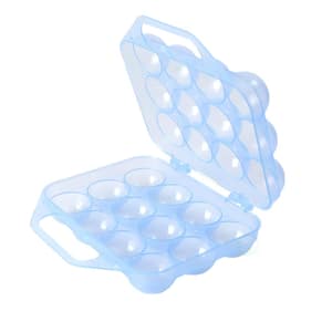 Clear Plastic Egg Carton, 12 Egg Holder Carrying Case with Handle, Blue
