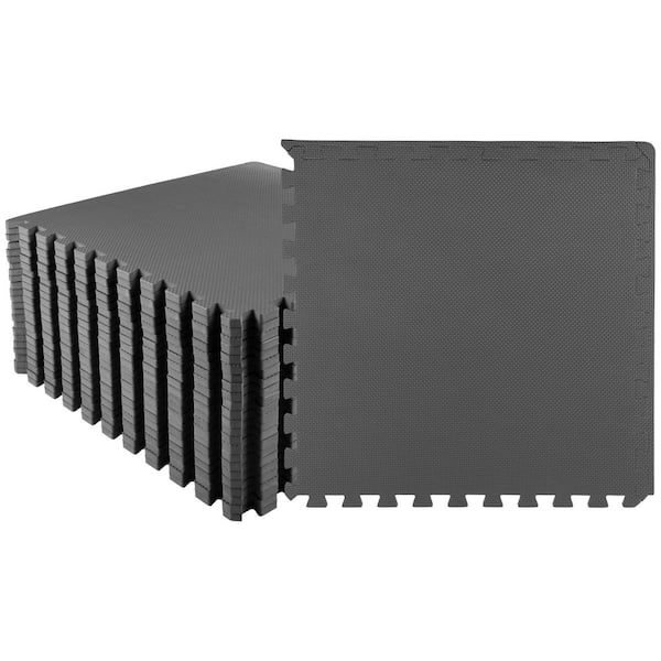 Interlocking Gray 25 in. W x 25 in. L x 0.5 in Thick Exercise/Gym Flooring Foam Tiles - 24 Tiles\Case (96 sq. ft.)